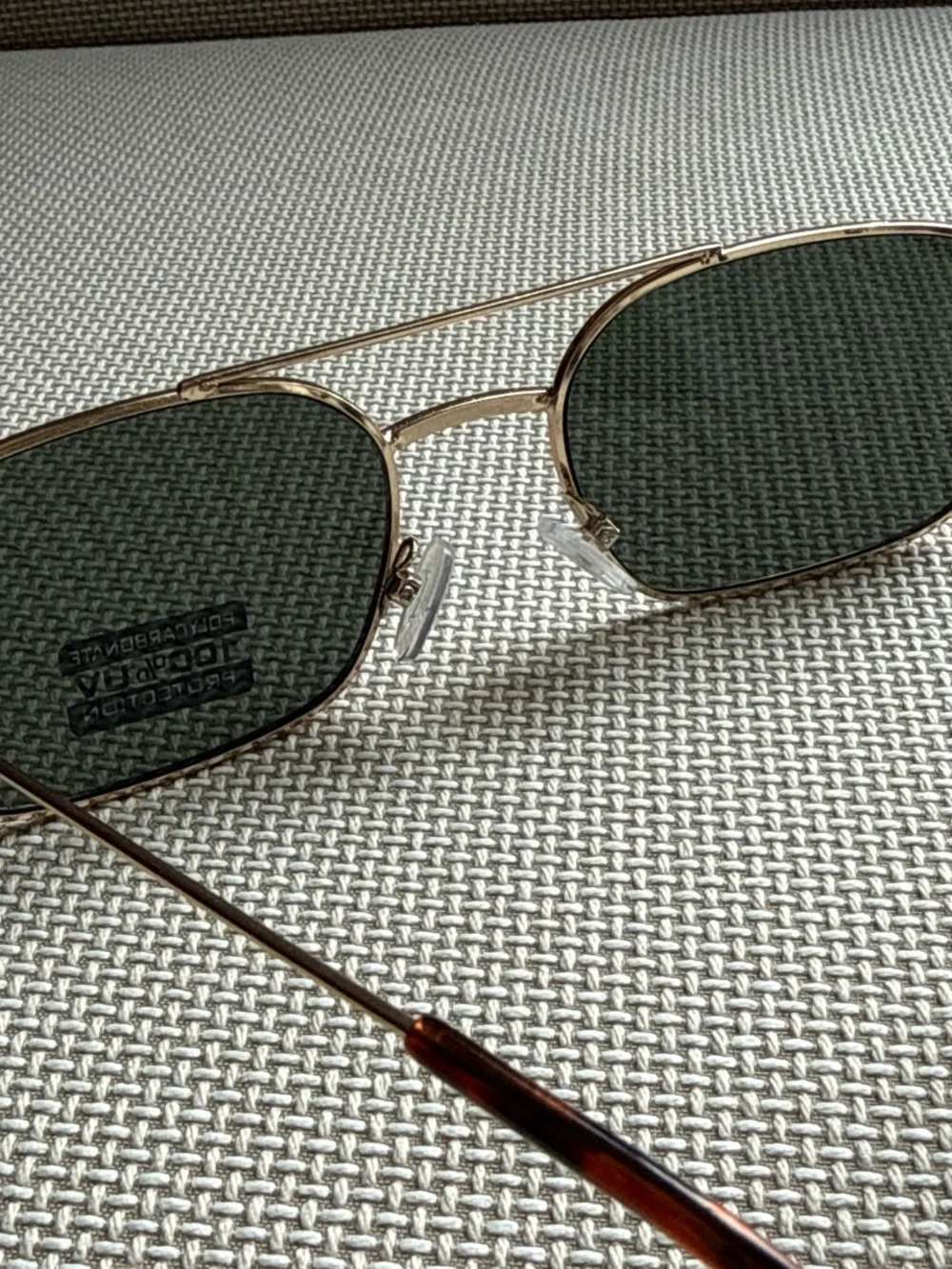 Gold Frame Sunglasses with Dark Green Lenses